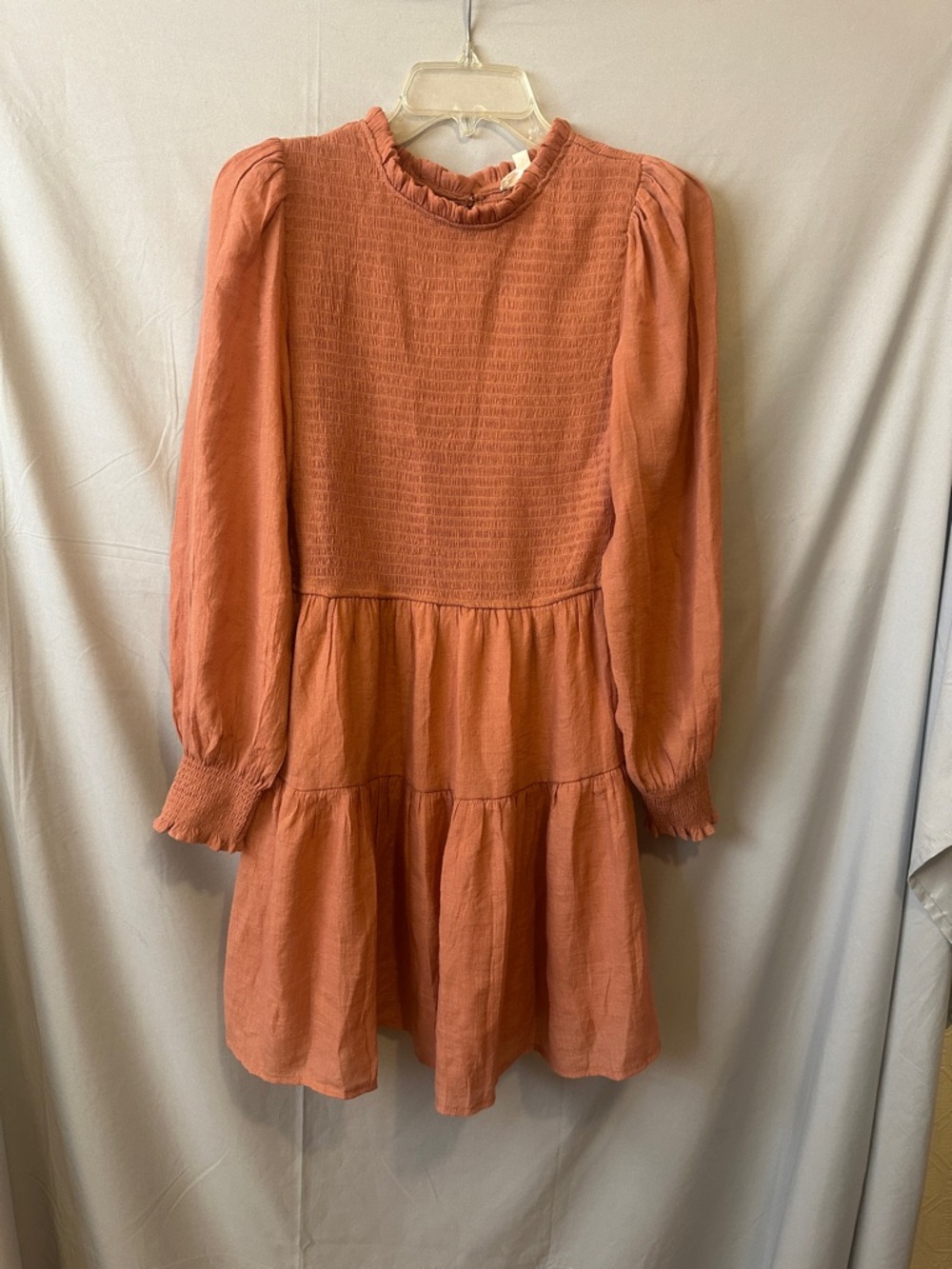 Smocked Tiered Mini Dress in Coral - Women's